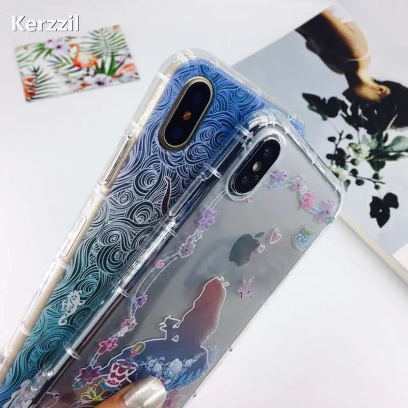 Чехол для телефона с изображением принцессы русалки Kerzzil чехол iPhone 8 6 7 6s plus iphone X