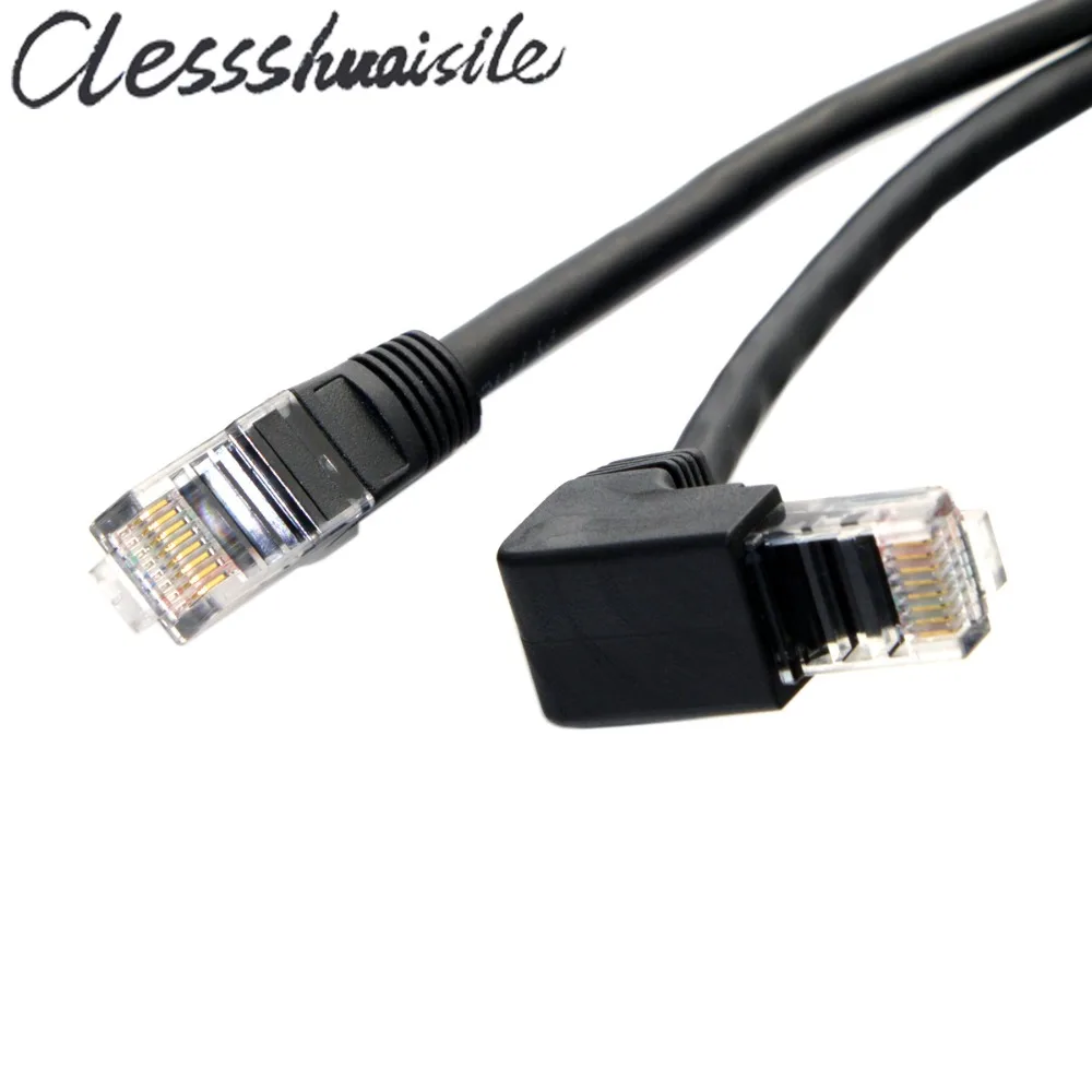 90 градусный вниз угловой 8P8C UTP Cat 5e штекер Lan Ethernet сетевой патч корд кабель 1 м|cat