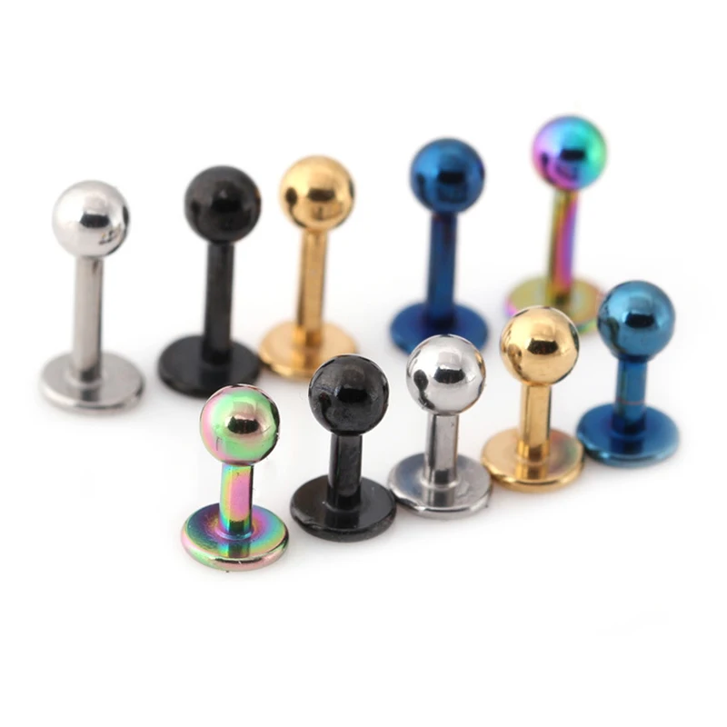 

5pcs Titanium Anodized Flat Gem Ear Helix Tragus Cartilage Bar Earrings Ear Studs Piercing Mixed 3mm&4mm&5mm