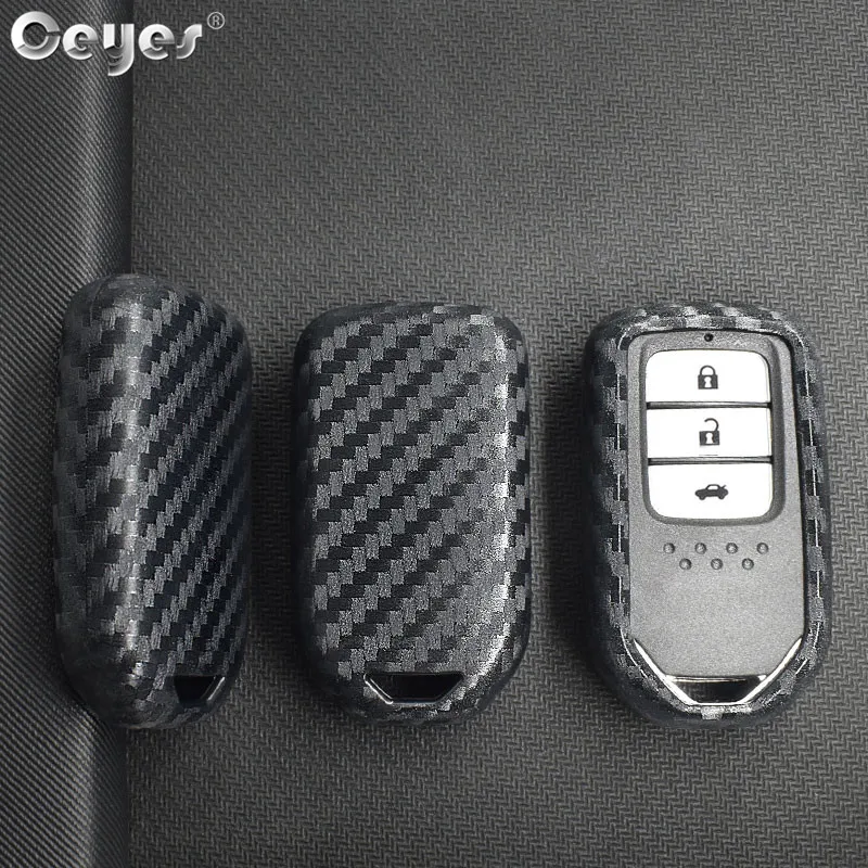 Ceyes Auto Smart Protection Key Covers Accessories Car Styling Case For Honda Civic Accord EX EXL Crv Crz Hrv Carbon Fiber Shell