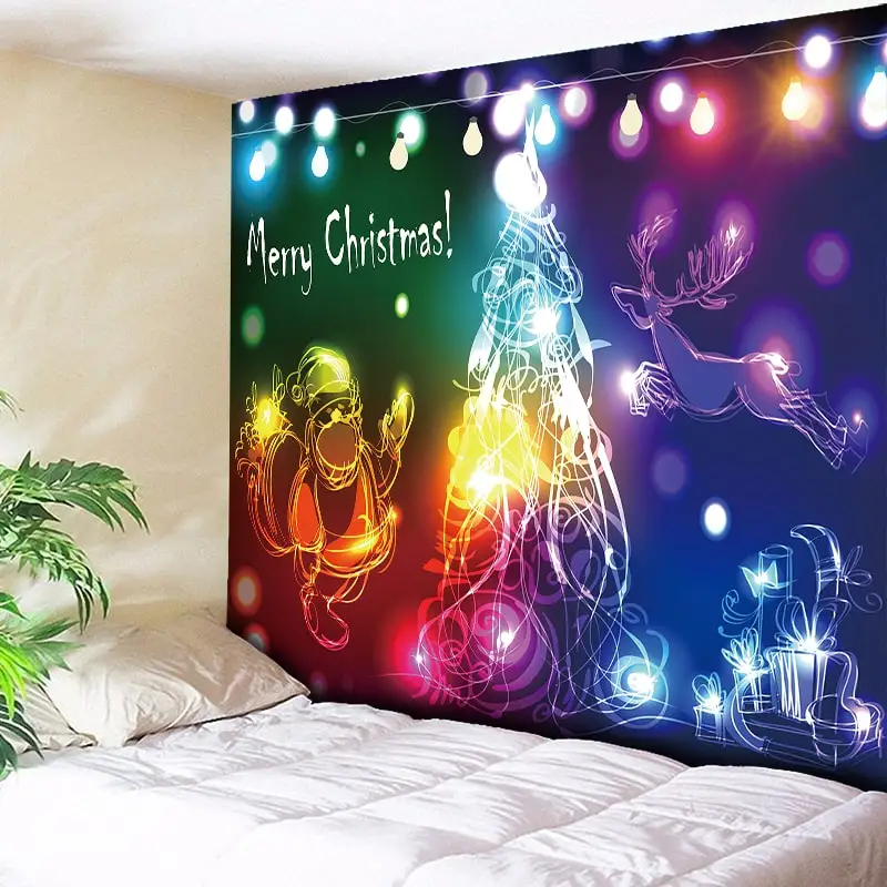 Счастливого Рождества гобелен Telas Decorativas para pared крутые огни Рождественские