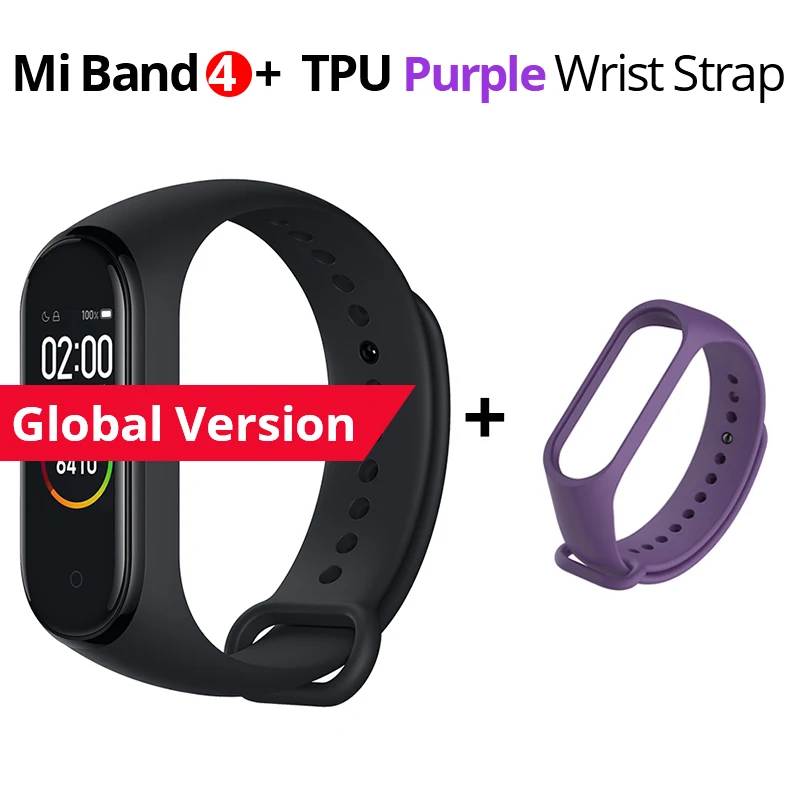 Add Purple Strap Xiaomi Mi Band 4 глобальная версия многоязычный браслет 135 мАч Bluetooth 5,0 умные часы - Цвет: Add Purple Strap