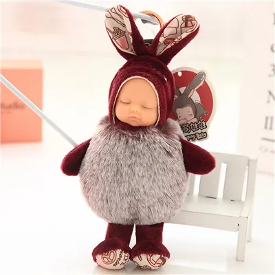 Новые модные украшения плюшевые животные брелок милые модные детские плюшевые куклы брелоки мягкие брелоки с игрушками детские для девочек и женщин - Цвет: Серебристый