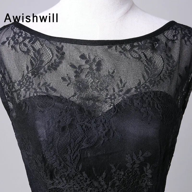 Новое поступление черный торжественное платье 2 шт. Кружево и Тюль спинки Этаж