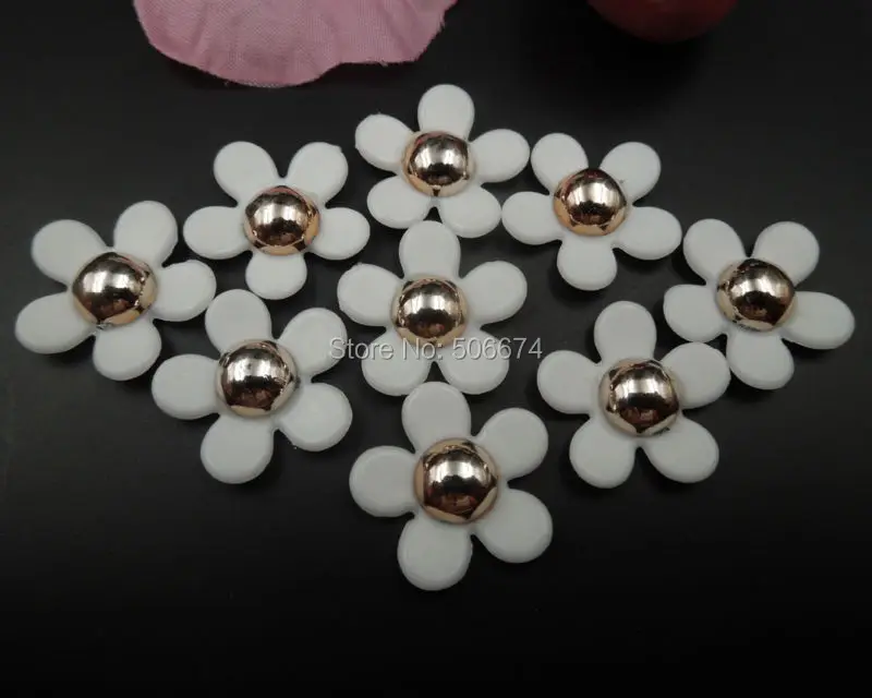 30 шт 19 мм цвет розового золота не выцветает УФ Высокое качество ccb белый цветок