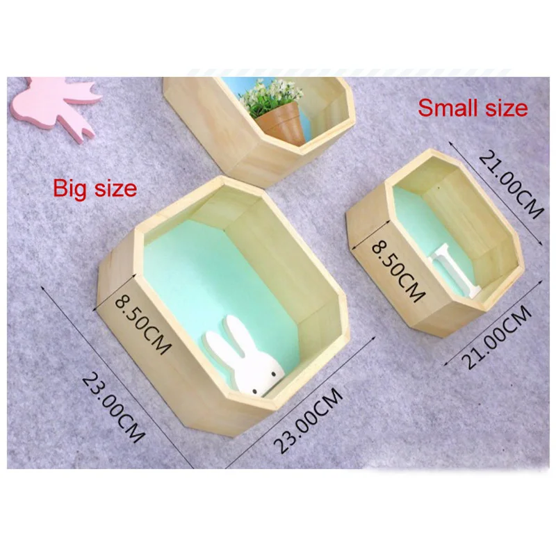 Декоративные стеллажи для детской комнаты деревянные Восьмиугольные настенные