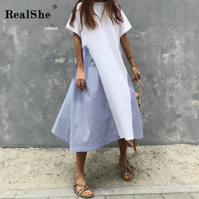 Женское платье RealShe Повседневное с о вырезом и коротким рукавом 2019|Женские