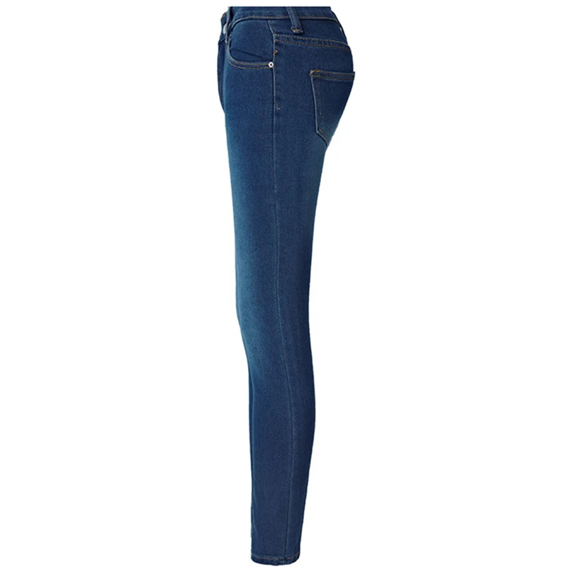 Европа 2019 Новая мода досуг темно синие джинсы с высокой талией стрейч тонкий