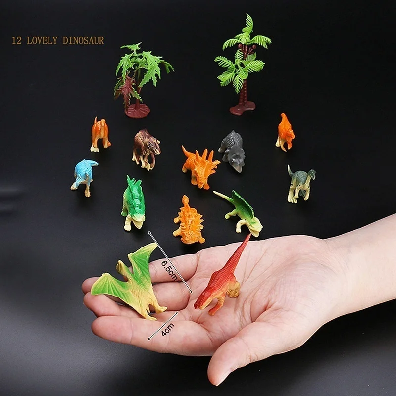 12Pcs Dinosaur solid Assorted Figures Park PVC Play Prehistoric Toy Set Kids Gift simulation wild animal toys | Игрушки и хобби