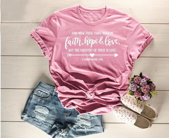 Женская футболка унисекс с надписью Faith Hope Love|Футболки| |