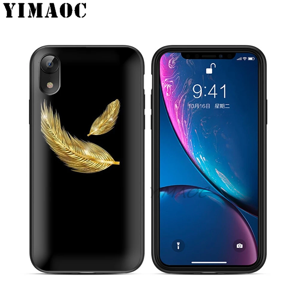 YIMAOC перо искусство цветной мягкий из ТПУ Черный силиконовый чехол для iPhone X или 10 8