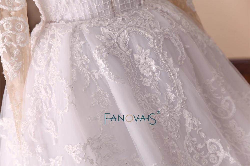 2019 Mermaid Wedding Dresses Long Sleeve Full Beaded Lace Wedding Gown Removable Train White Robe de Mairage NW20