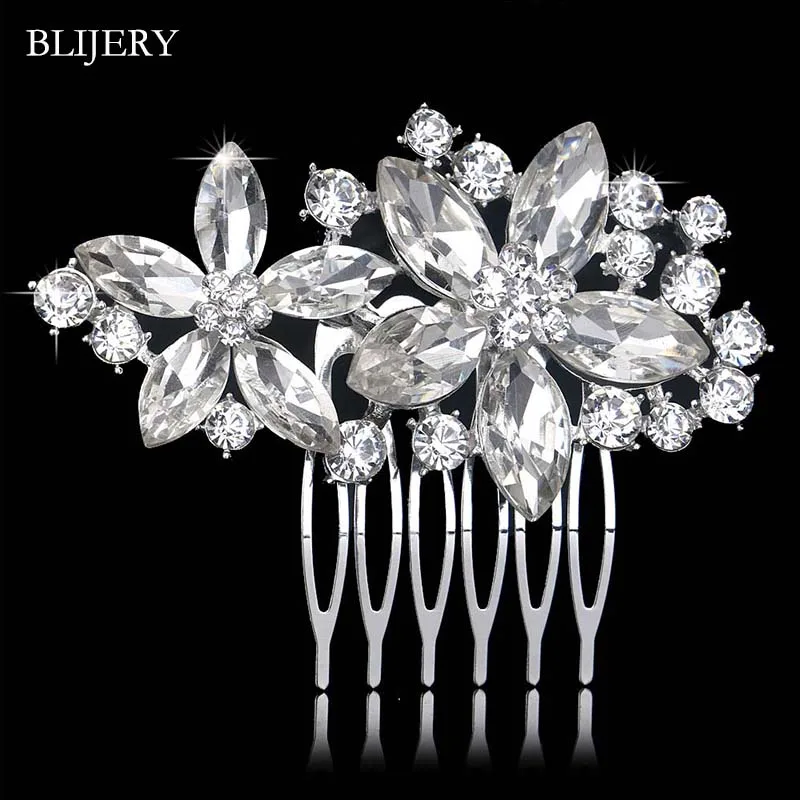 Style 13 BLIJERY, элегантные свадебные аксессуары для волос с жемчугом и кристаллами, цветочные свадебные гребни для волос, женские вечерние ювелирные украшения для волос, Тиара для невесты - Окраска металла: Style 13
