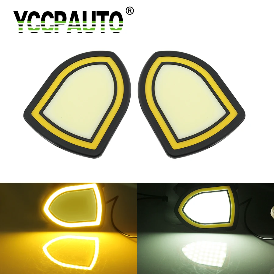 

YCCPAUTO Car Styling DRL Daytime Running Lights Driving Shield Defense Sign White Yellow Dual Color Waterproof COB Light 2PCS