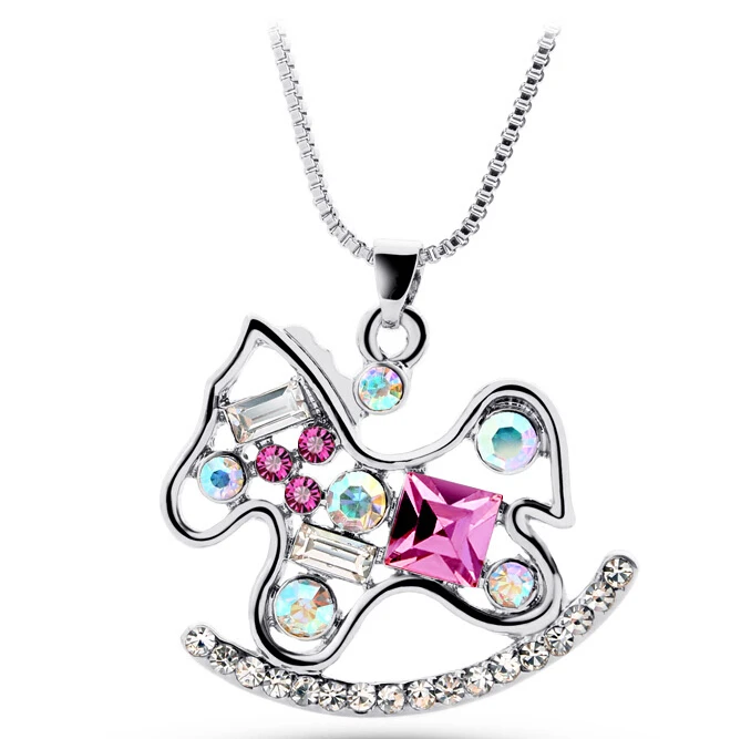 Высокое качество хрустальное ожерелье Кресло-Качалка лошадь мультфильм