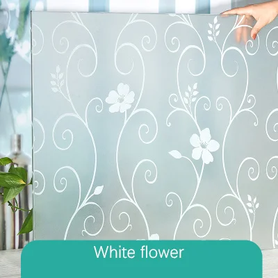 White flower 45X100 см матовая оконная стеклянная наклейка световая непрозрачная ванная раздвижная дверь затемненная оконная пленка украшение индивидуальная креативная - Цвет: White flower