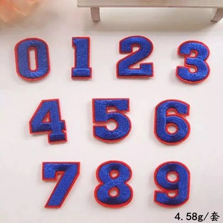 Синие нашивки с вышитыми цифрами железными для футболки или пальто декоративные
