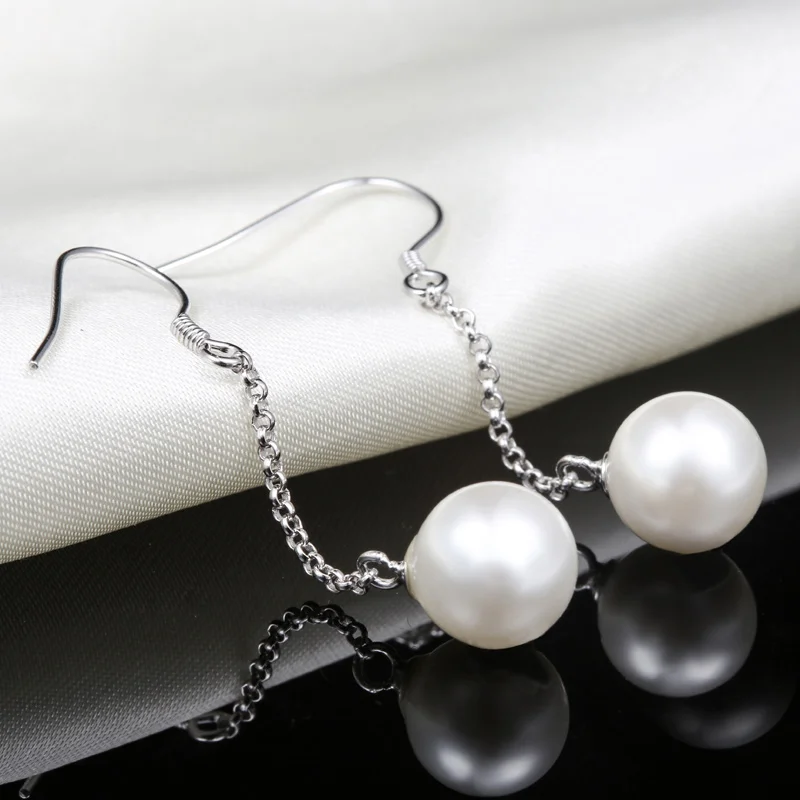 Pearl Drop Earring for Women White Rose Gold Color Geometric Figure Zircon 925 Sterling Silver Earrings Jewelry Bijou 83 | Украшения и