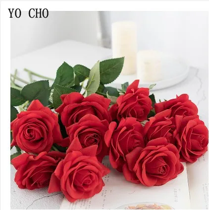 wine red YO CHO настоящий сенсорный искусственный цветок, шелковые пионы, Розовый Белый Букет пионов, свадебные, вечерние, Декоративные искусственные цветы - Цвет: wine red