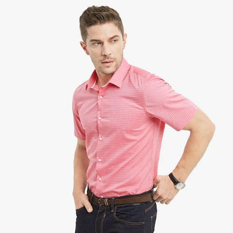 Мужские повседневные хлопковые рубашки Smart Five деловые облегающие с коротким