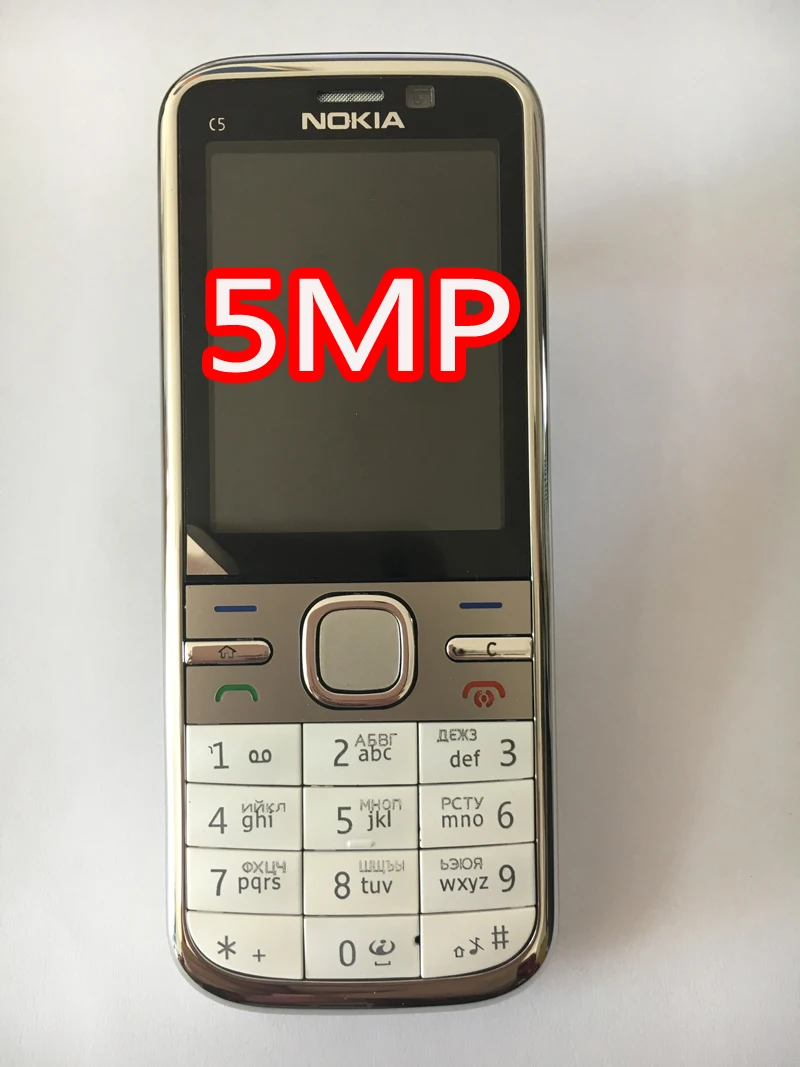 NOKIA C5-00 C5 мобильный телефон разблокированный иврит Арабский Русский Клавиатура Восстановленный мобильный телефон - Цвет: white 5MP