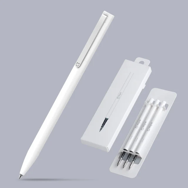 1pen and 3 refills Xiao mi jia ручка с 0,5 мм швейцарской заправкой 143 мм роликовая шариковая вывеска ручка mi Signing Шариковая ручка для офиса - Цвет: 1pen and 3 refills
