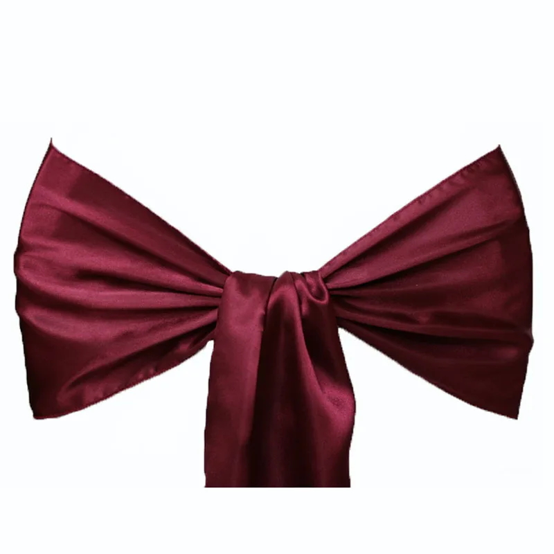 Burgundy Розовое Атласное кресло цвета фуксии с поясом-бабочкой для банкета, свадьбы, банкета, атласная ткань, стул ручной работы с бабочкой - Цвет: Burgundy