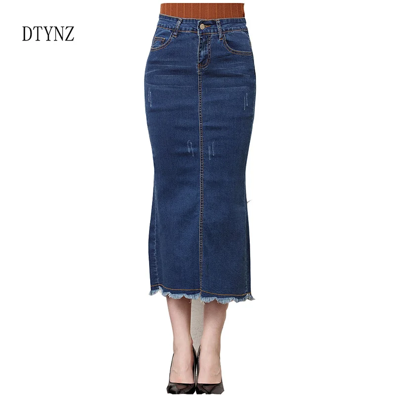 

2018 летняя Весенняя джинсовая юбка с высокой талией женские джинсы Модная длинная юбка трапециевидная сексуальная юбка-карандаш