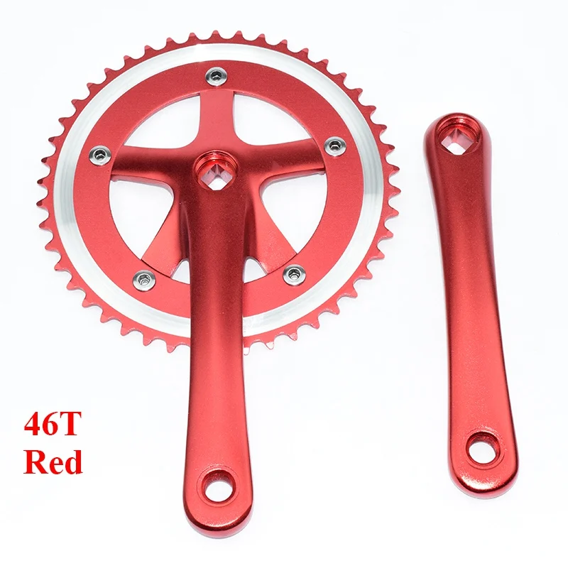 46T Red 44T 46T* 170 мм алюминиевый сплав MTB шоссейные велосипедные цепи с ЧПУ 130BCD трек Односкоростной велосипед Кривошип фиксированная передача велосипедные шатуны - Цвет: 46T Red