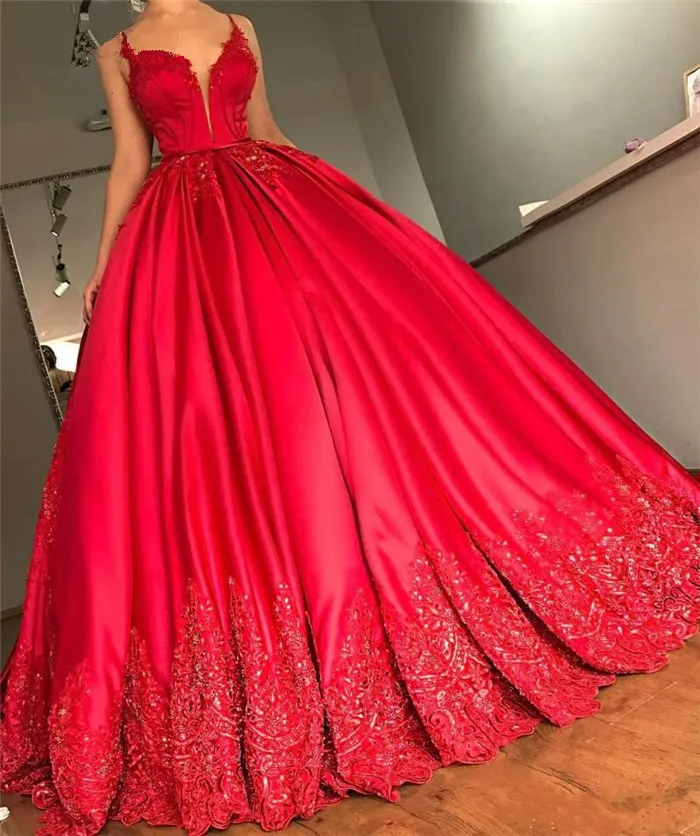 Роскошные красные платья jaevini для Quinceanera бальное платье сексуальные кружевные с V