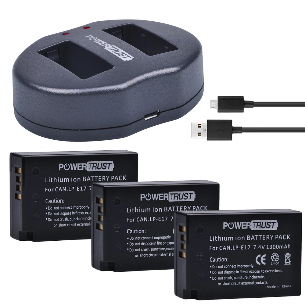 Аккумулятор для фотоаппарата 3X LP E17 LPE17 + двойное зарядное устройство USB Canon EOS M3 M5 M6