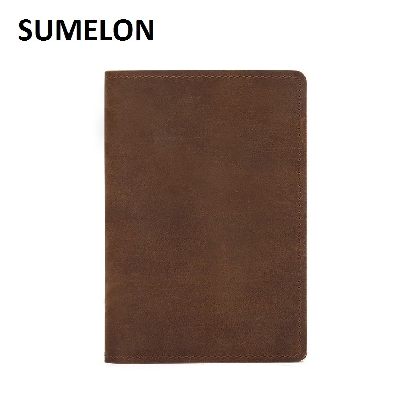 Мужские бумажники Crazy Horse из натуральной кожи для паспорта однотонный держатель