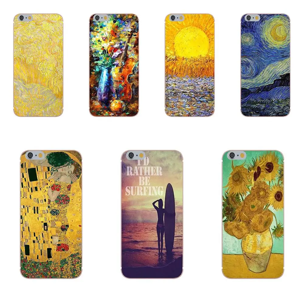 Oedmeb Ream от Munch Van Gogh Звездная ночь солнце звезда ТПУ чехлы кожа для Apple iPhone X 4 4S 5 5C 5S SE