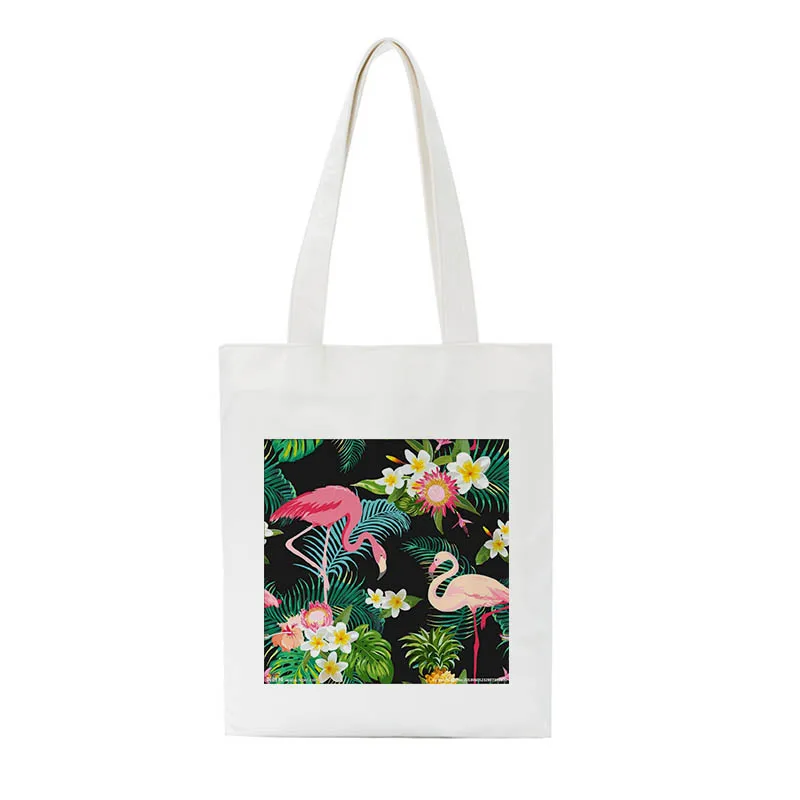 Женская Холщовая Сумка на плечо с мультяшным принтом фламинго | Багаж и сумки