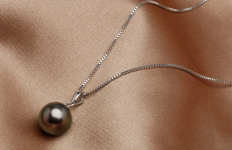 Колье с подвеской из стерлингового серебра 925 пробы черный жемчуг|black pearl|drop