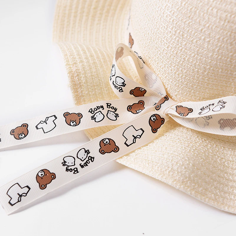 2019 New Fashion Baby Girl Boy Straw Hat Lovely Cartoon Children Solid Floppy Bear Pattern Ears Decor Cap Summer Kids Sun Hats | Детская