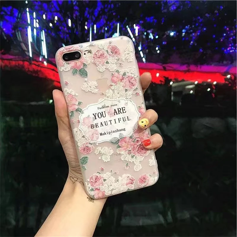 Модный 3D чехол для телефона с белым цветком для iPhone 8, 7 Plus, мягкий ТПУ чехол для задней крышки s, чехол для iPhone X, XR, XS, MAX, 6, 6s Plus, 5S