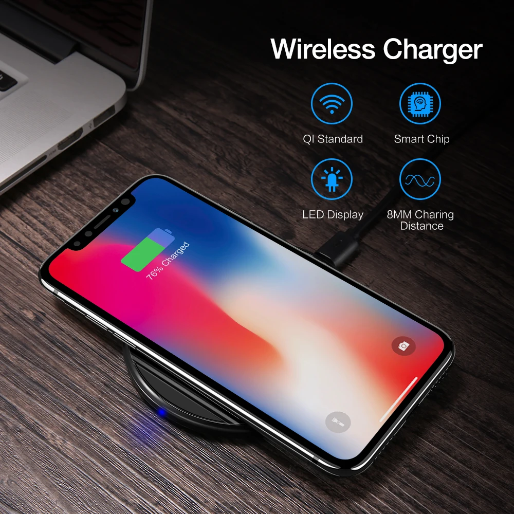 Беспроводное зарядное устройство RAXFLY Qi для iPhone X 8 роскошное 5 Вт Samsung Galaxy S8 S7 Edge