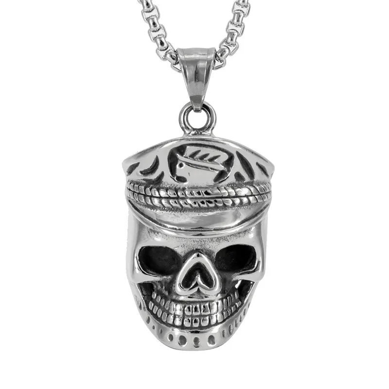 

Punk Stainless Steel Pirate Skull Pendants Necklaces for Men Jewelry