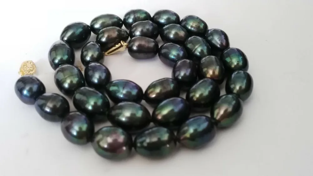 Ожерелье из таитянского барокко 9 10 мм черное зеленое разноцветное жемчужное 18