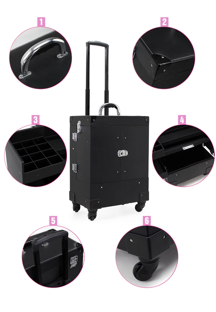 women necessaire makeup box professional Cosmetic luggage bag makeup trolley case large capacity