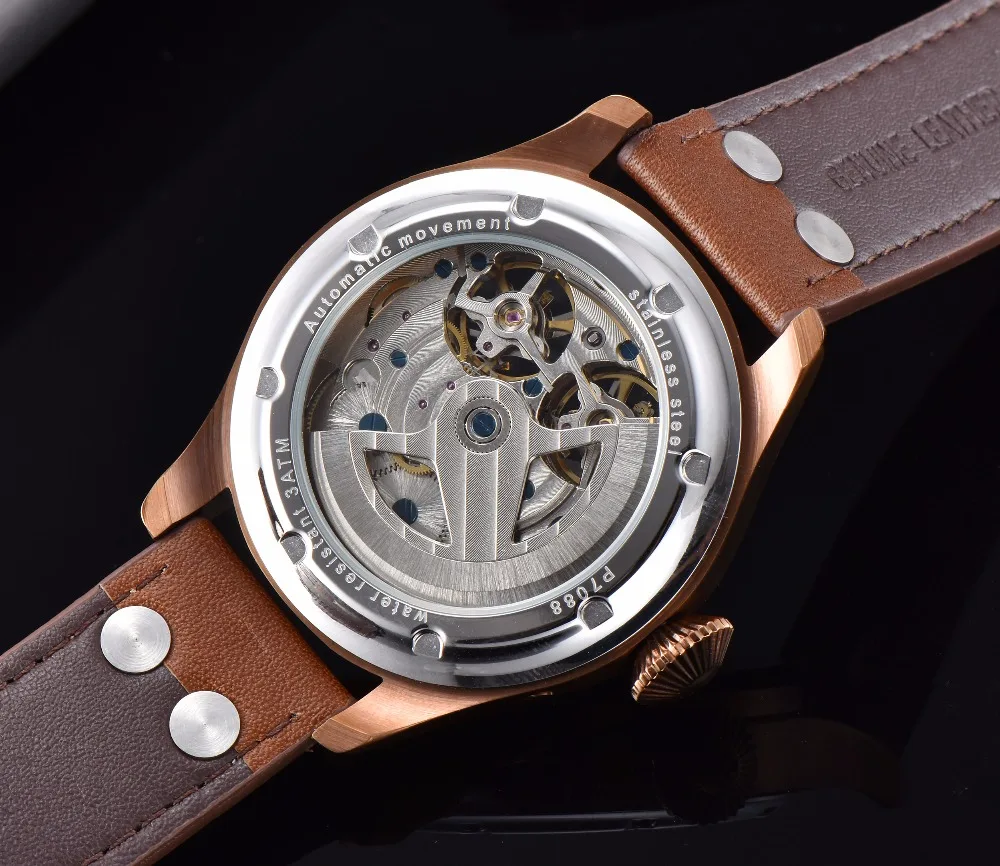 Corgeut 47 мм Чехол Мужские часы Скелет автоматические часы PVD запас хода Tourbillon Мужские механические часы мужские часы подарок