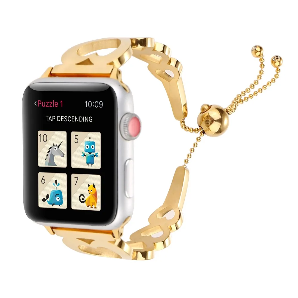 Модный браслет из нержавеющей стали для женщин ремешок часов Apple Watch series 4 3 2 1