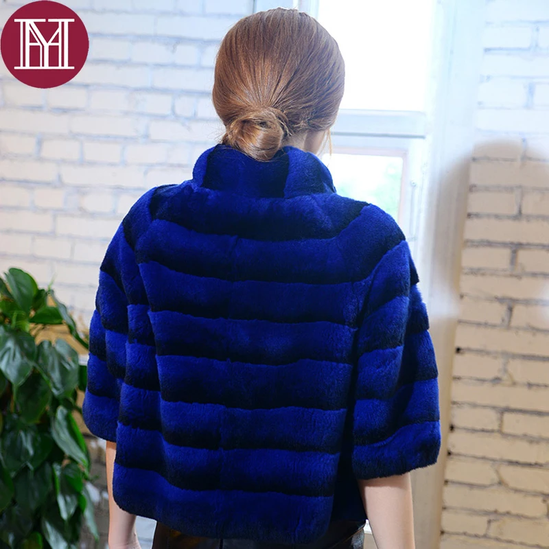 Роскошные женские пальто с мехом Зимние теплые натуральный кролика Верхняя