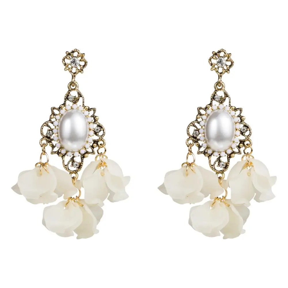 Женские серьги-подвески с жемчугом и цветами из смолы | Украшения аксессуары