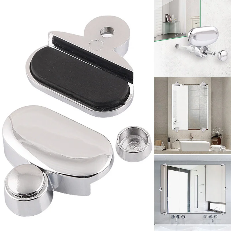 HOT 4 Pcs Glass Clamp Bathroom Mirror Clips Zinc Alloy Clip Shelf Support Brackets Holder TI99 | Обустройство дома