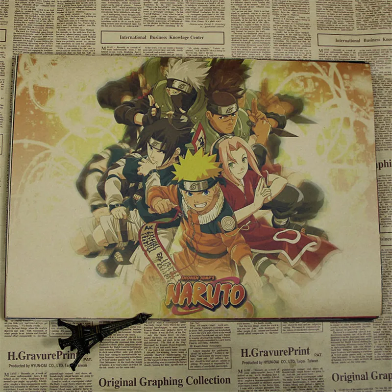 Винтажный аниме мультфильм Узумаки постер Наруто бар Детская комната Домашний