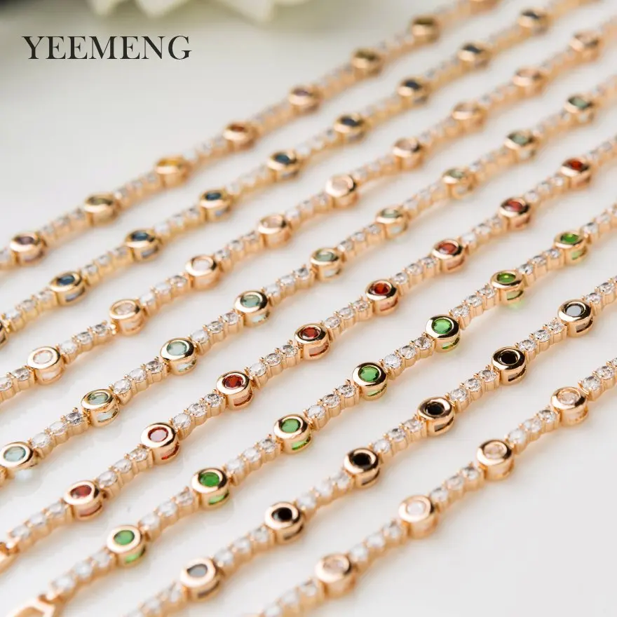Женский браслет YEEMENG из розового золота 585 пробы с цепочкой циркония 2019|Цепочки и