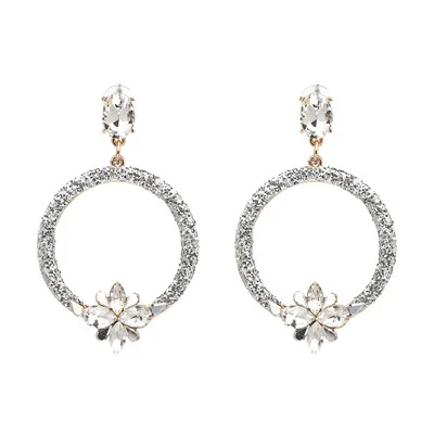 Silver Модные серьги-капли нового дизайна, брендовые Роскошные модные круглые серьги Brinco с кристаллами, аксессуары для ушей Oorbellen, очаровательный свадебный подарок - Окраска металла: Silver