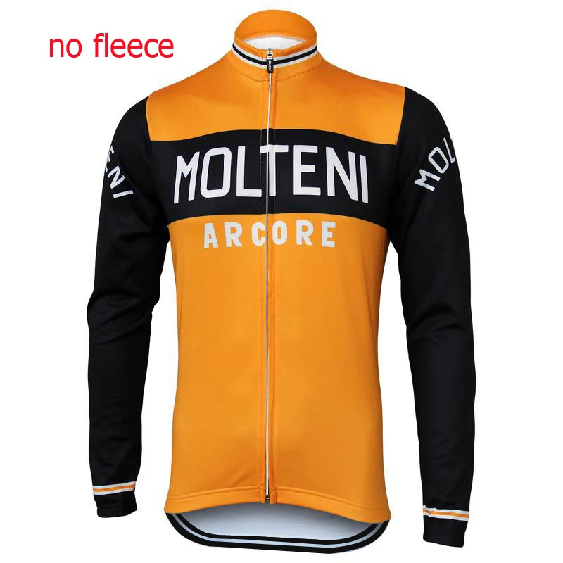 photos1 Molteni Велоспорт Джерси с длинным рукавом pro team Зимняя флисовая или тонкая ретро одежда для велоспорта/Одежда для дорожного велосипеда на молнии - Цвет: photos1